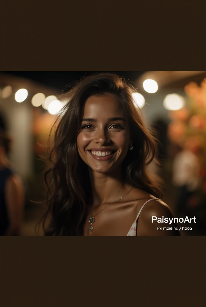 Smiling woman in low-cut dress