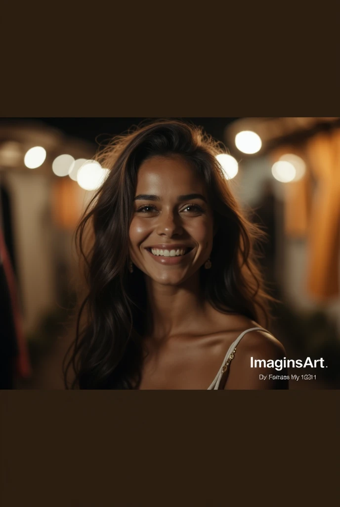 Smiling woman in low-cut dress