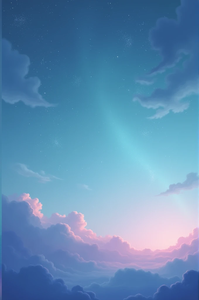 A serene image of a twilight sky with muted turquoise and soft violet hues, peppered with gentle, white stars and a subtle, spiraling galaxy in soothing colors