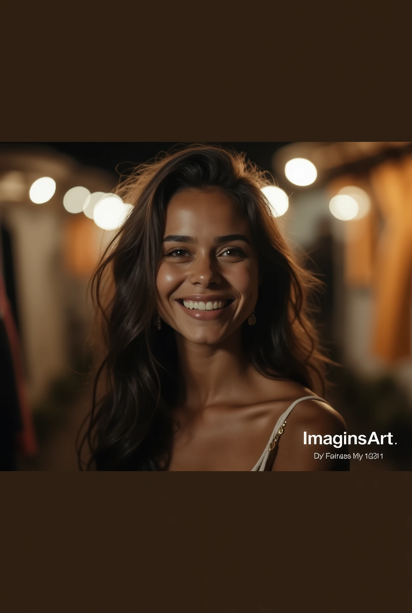 Smiling woman in low-cut dress