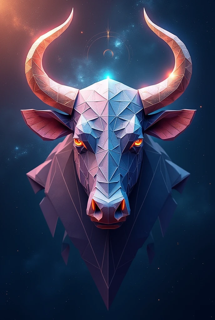 Geometric head of a bull, viewed from God's perspective