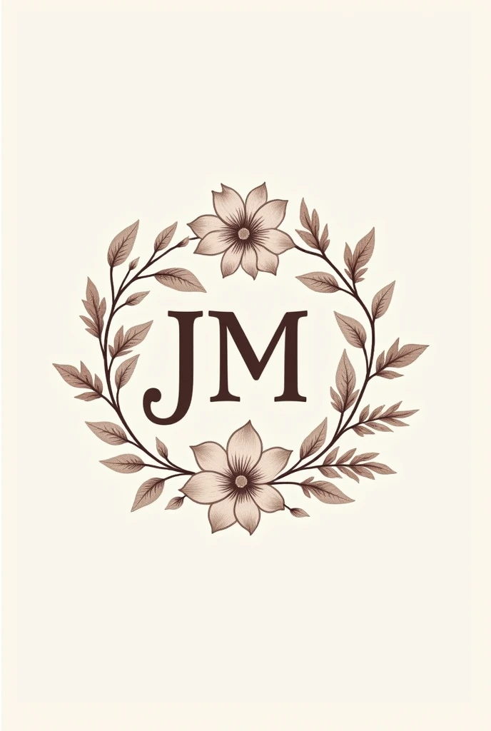 Logo design for wedding , minimalistic , soft and harmonious letters with detailed and sophisticated flowers ,initials J and M