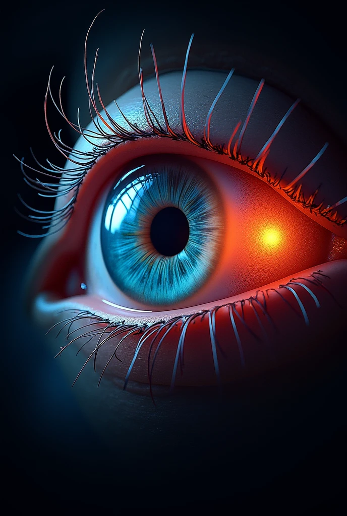 Generate an image of the eye where cranial nerves 2 and 3 can be seen highlighted in a different color inside.