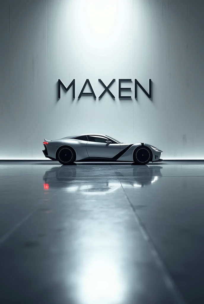 The MAXEN logo with a basic car in the background and a silver background