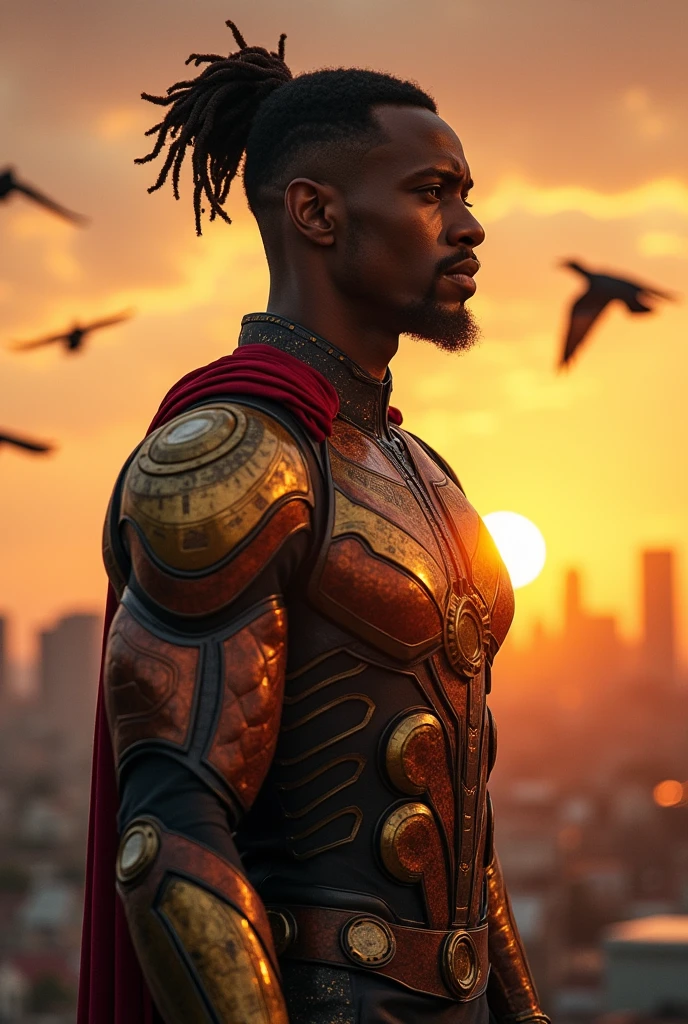 Create mcu character body by habesha people face make it unexpected 