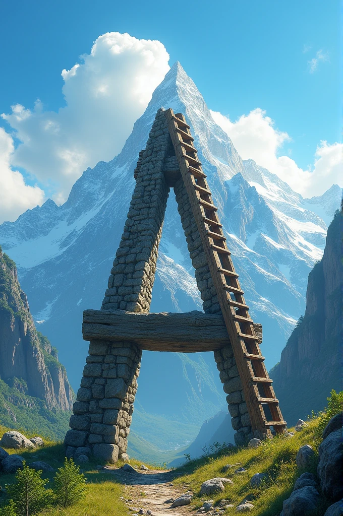 The letter A looks like a ladder that leads to the top of a mountain, With two firm feet on the ground and a high peak.
