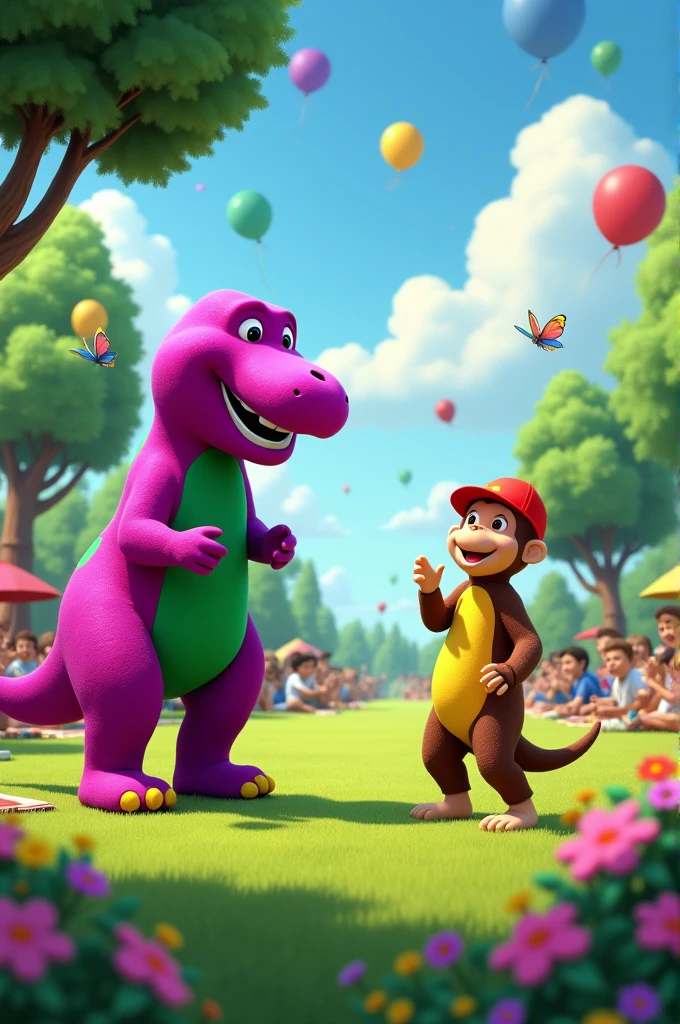 Curious George vs Barney the Dinosaur