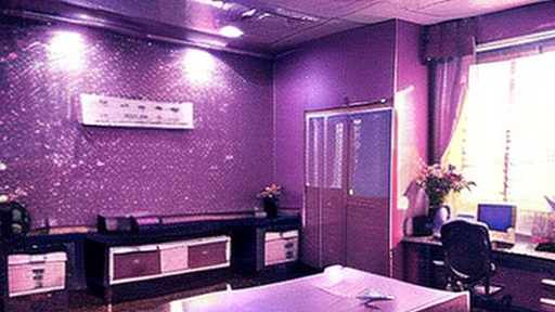 If you visit the clinic at night, you'll find flowers placed on the windows to keep the room colorful.、The smell spreads throughout the room, where documents and equipment are lined up.。A small room with a bed and a medical desk.