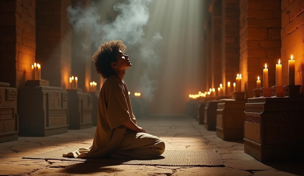 Davi is 20 years old, Philistine, praying to god