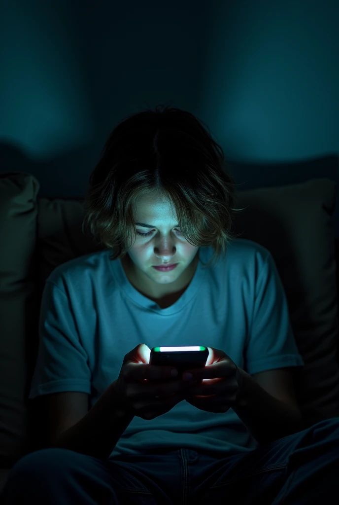 A person endlessly scrolling through social media feeds with no end in sight. The background is blurred to emphasize the repetitive motion and the endless flow of content