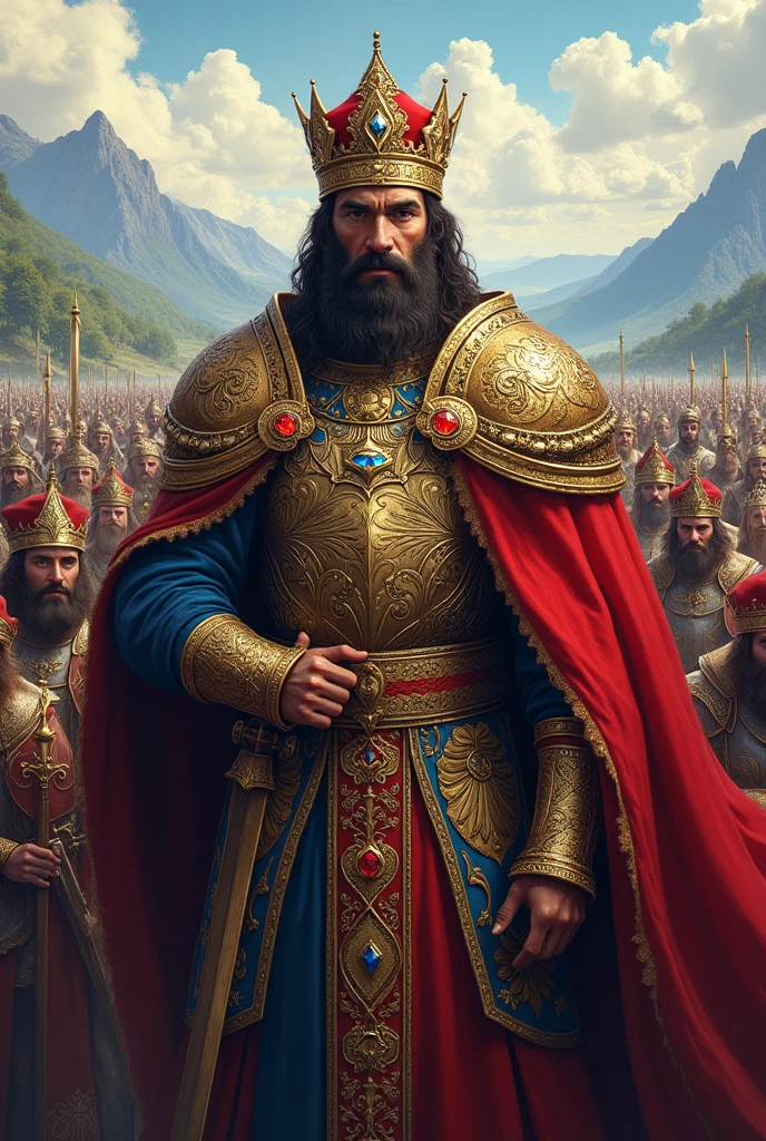 Agantuk the Continent Maker text book cover with a king with many soldiers