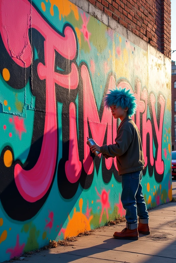 Create a graffiti on a wall with the word Timothy