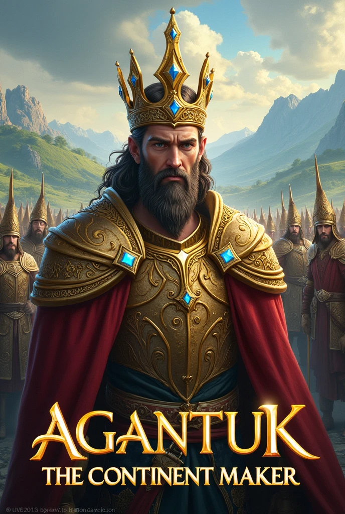 Agantuk the Continent Maker text book cover with a king with many soldiers