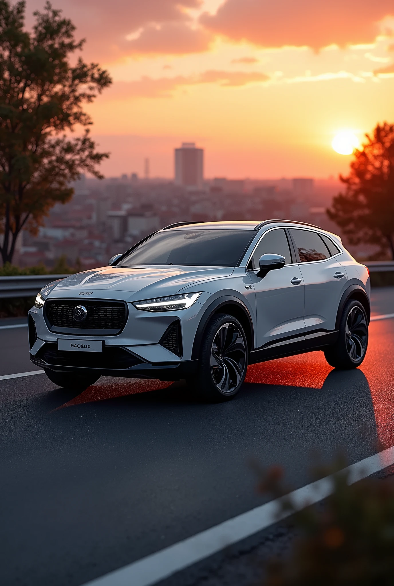 Create a family car with a sporty feel and comfortable tech-look suv with 360 and inside images