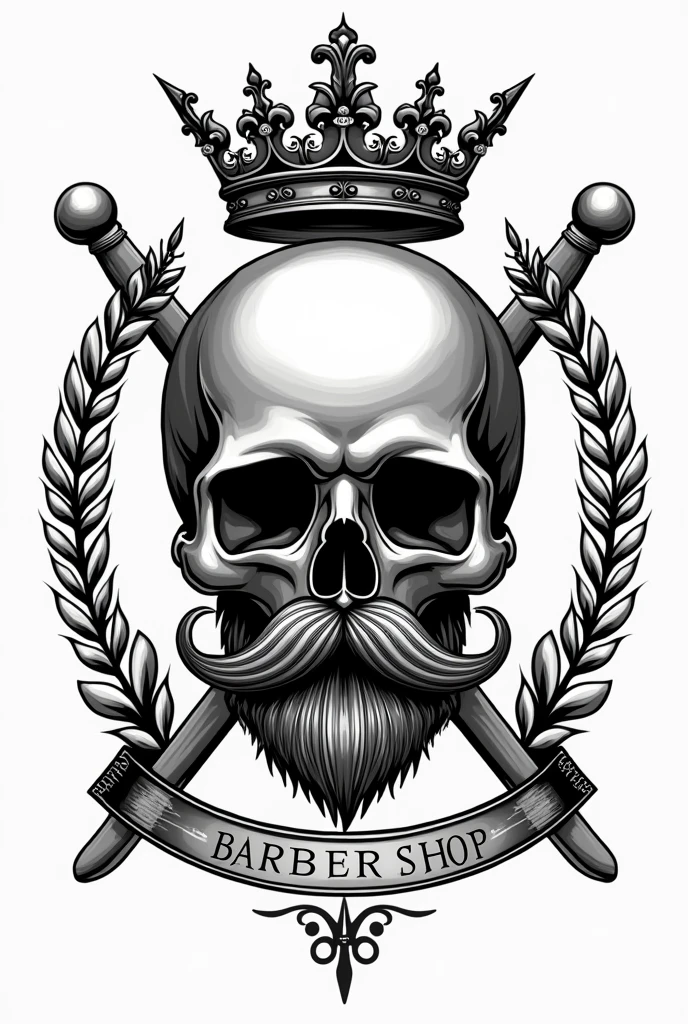  For a logo concept that combines a Mercedes 11-14 bus and a barber shop, you could imagine the following:

Design Center: A stylized skull with an elegant and classic touch. The skull could have well-defined, vintage-style mustaches, symbolizing the barber shop's focus.

Bus Elements: Behind the Skull, the characteristic lines of the front of the Mercedes 11-14 could be subtly integrated (like the radiator grille or headlights), maintaining the classic vehicle aesthetics.

Additional Details: Around the Skull and Mustache, barber scissors or razors could be incorporated, to reinforce the barber shop theme. A band around the skull could also be included to simulate a crown, where the name of the barber shop can be placed, stylized like classic Mercedes typography.

General Style: The logo could be in black and white or in metallic tones for a polished and classy look, evoking both the elegance of a classic bus and the refined style of a traditional barber shop.