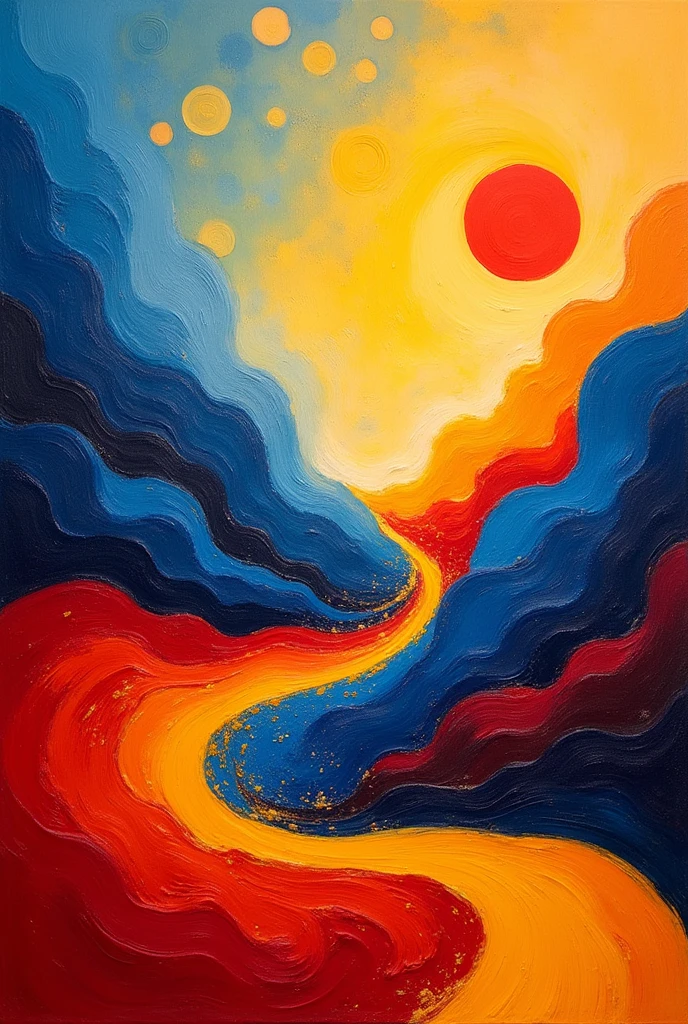 Create drawing. theme: summer morning. Reference work: red - yellow-blue" de Wassily kandinsky, try to demonstrate the characteristics of the movement studied, types of brush strokes, colors