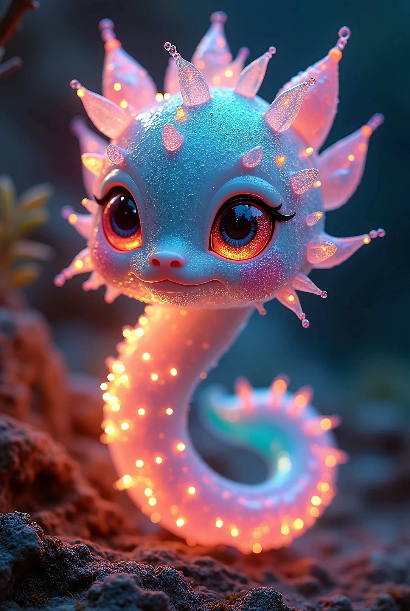 Un slime en forme d'araignée coloré en arc-en-ciel brillant laqué. Visage mignon. Cute. Texture vibrante et translucide. Détaillé. Motifs et tourbillons envoûtants. Lumière scintillante. Chef d'oeuvre. Haute qualité. Haute résolution. Couleurs vives. Arrière plan colorés. Vue trou de serrure