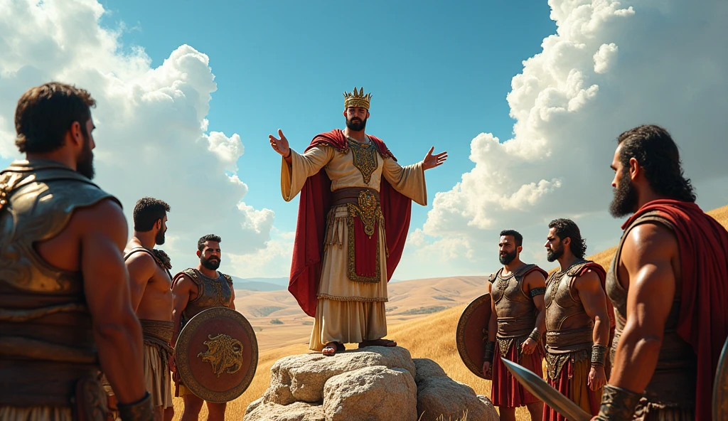 Davi, Being King of Israel, talking to several warriors