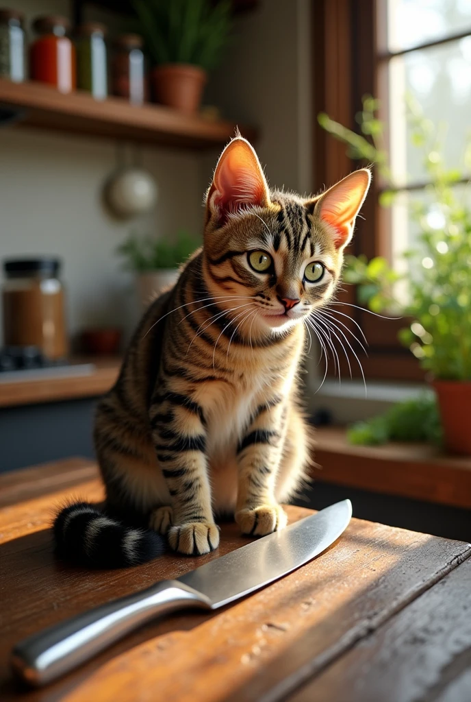 CAT LICKING KNIFE 