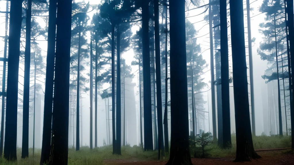 tall pine trees in a forest with a foggy sky, pine forest, florida, pine forests, sparse pine forest, swamp forest, lush evergreen forest, in serene forest setting, evergreen forest, serene forest setting, lush forest landscape, tropical forest, lush forest in background, dark pine trees, marsh vegetation, peaceful lushious forest, dense forest