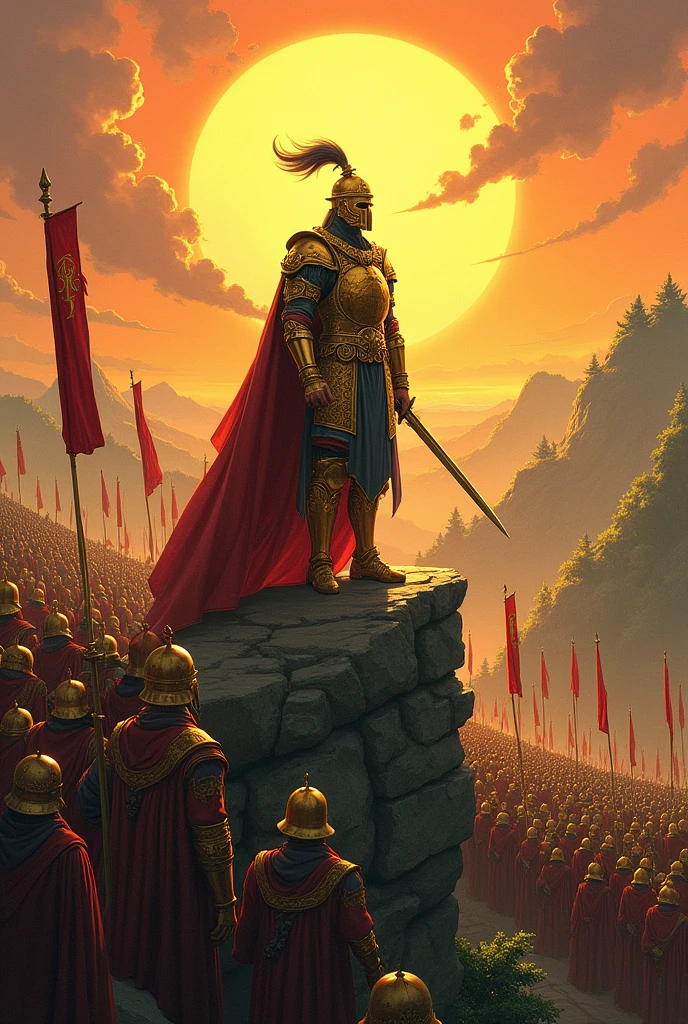 Agantuk the Continent Maker text book cover with a king with many soldiers