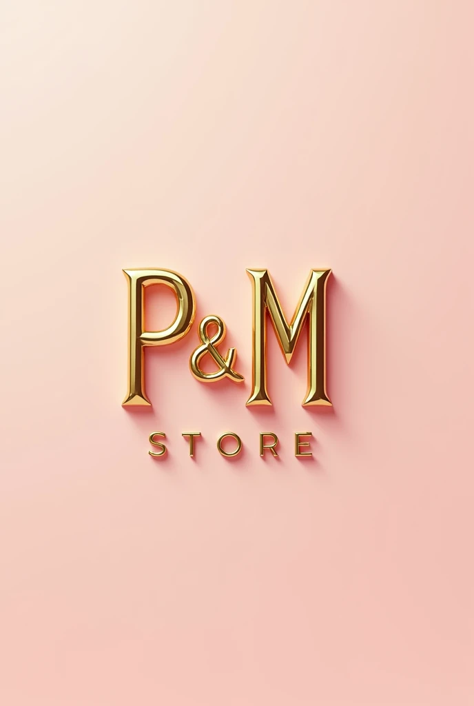 Logo with the word P&M Store in golden letters with a pale pink background