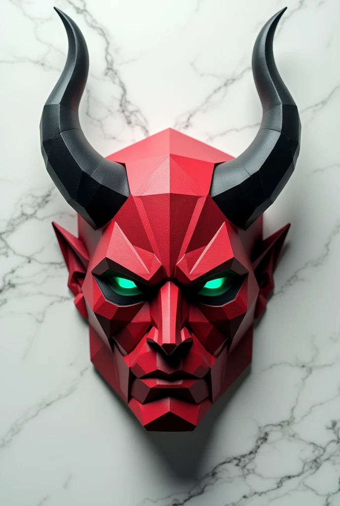generate a drawing of a geometric devil mask, view from above