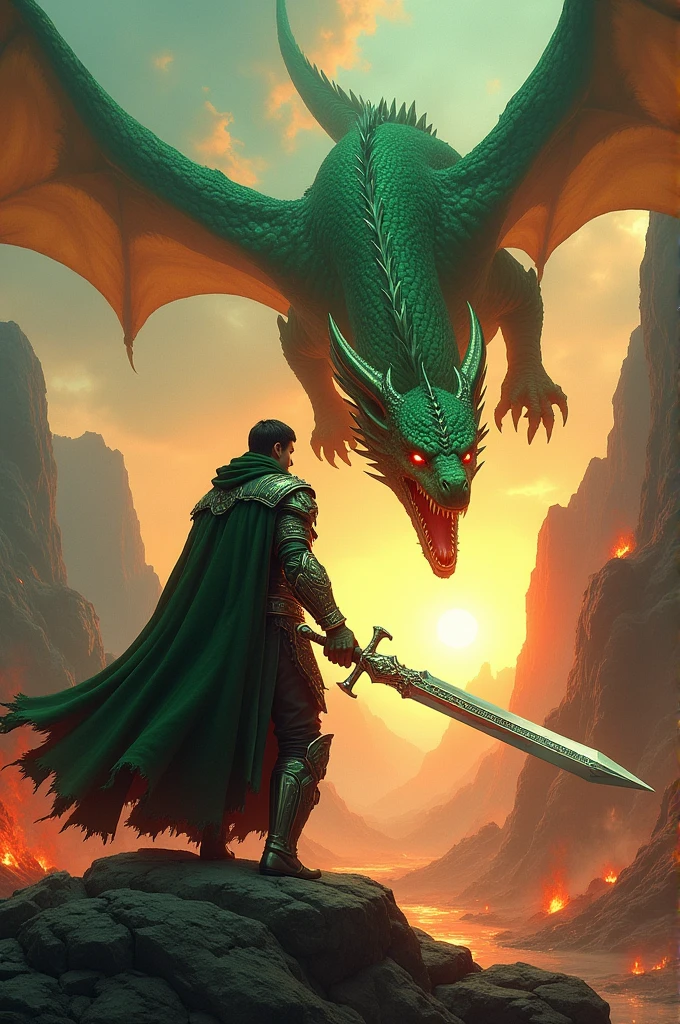 Swordsman and a dragon 
