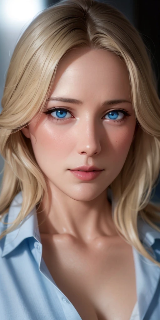 Elegant  female, blue eyes, blonde hair, soft light, 4k resolution, high quality, beautiful cg