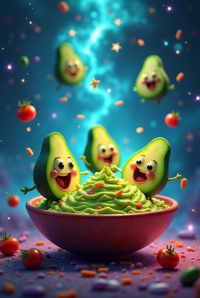 Generate a magical space-themed animated guacamole 
