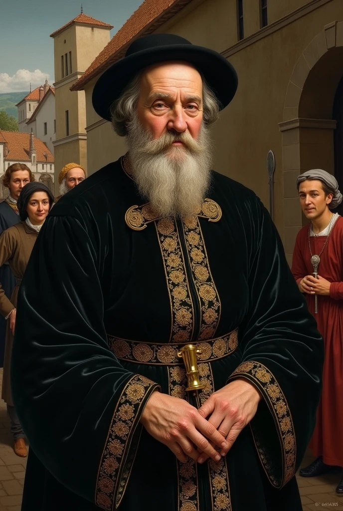 I need the image of the surgeon Hieronymus Brunschwig, 
He belongs to Strasbourg of the 15th century, where he looks older and with characteristic features of a surgeon and scientist of the time and place

