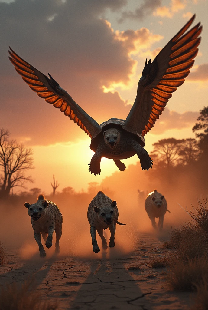 War between hyena and flying tortoise