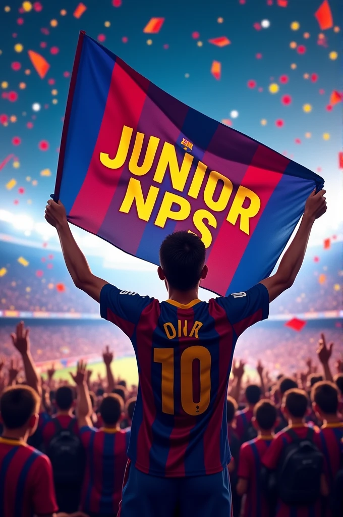 cree un image avec le drapeau Barcelone écrit le noms junior nps le culers support n°1