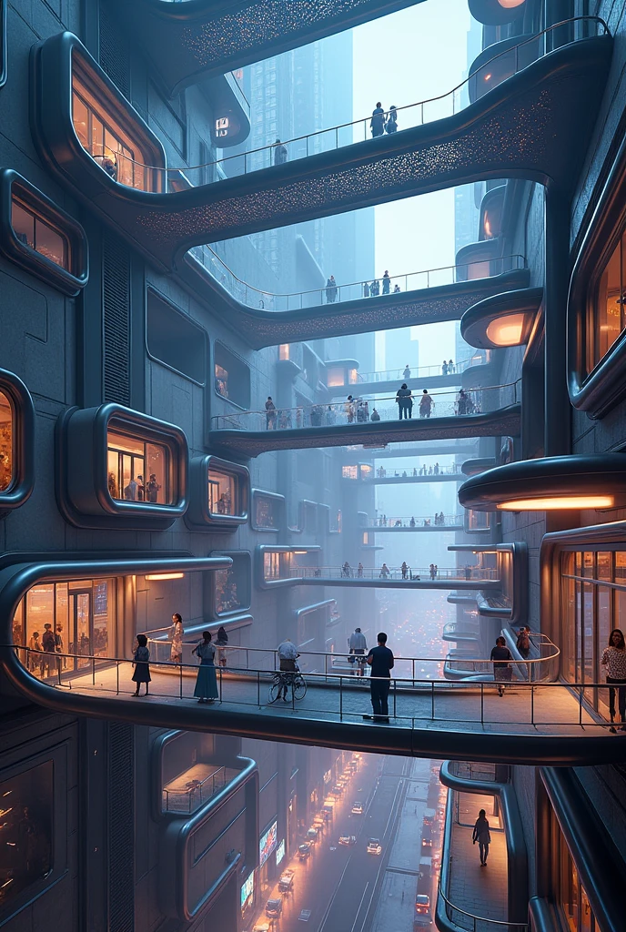 a site with metal grate walkways over the air with columns like rooms