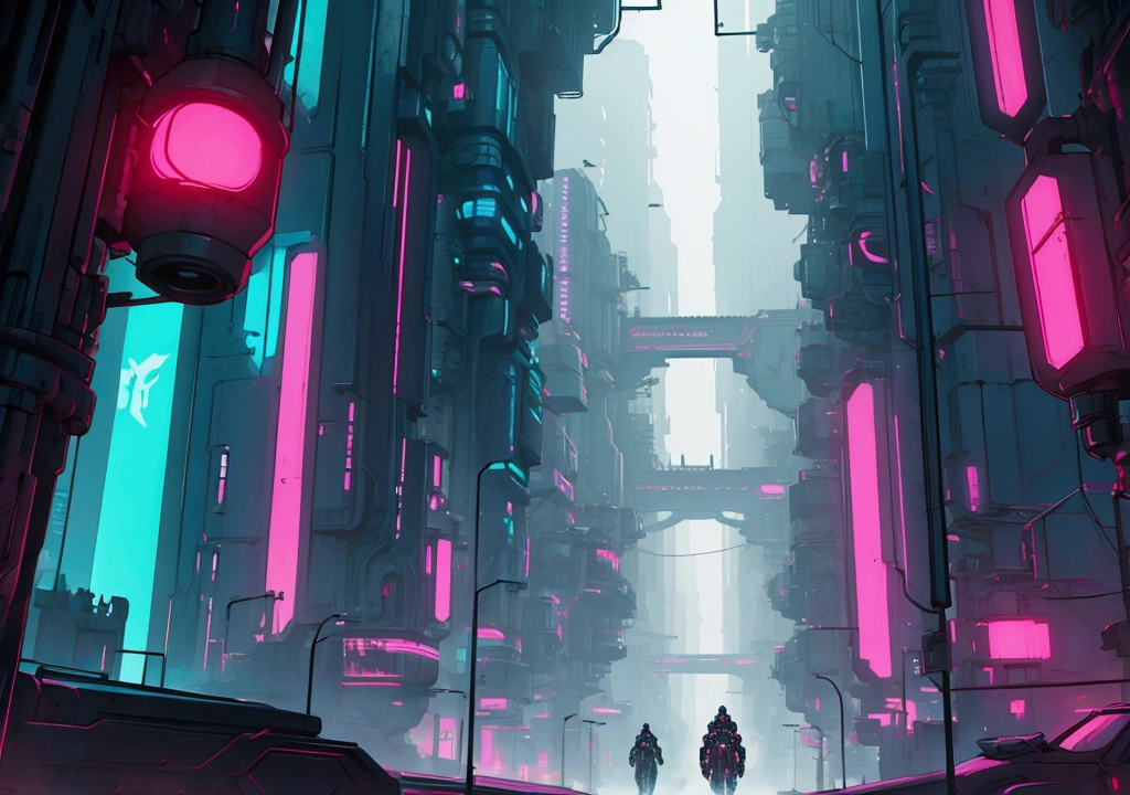 cyberpunk-style futuristic city