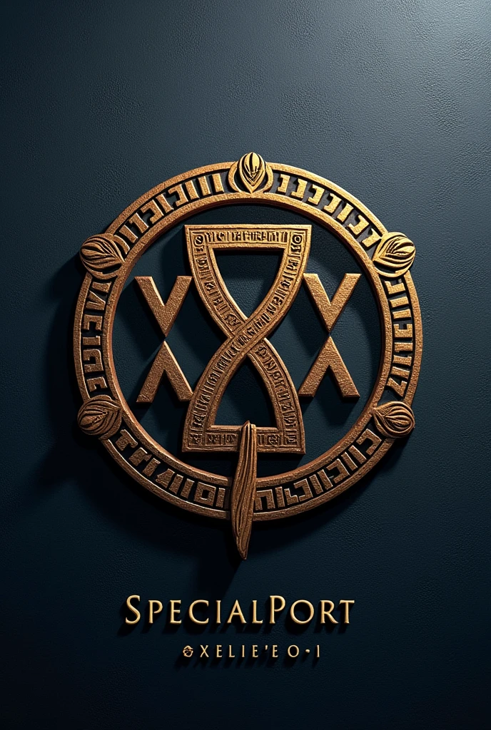 Write the name "SpecialPort" using the Norse runes fehu ansuz wunjo jera bercana and the Greek letters gamma delta xi write for a business logo