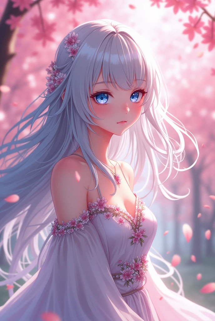 White hair, blue eyes anime girl