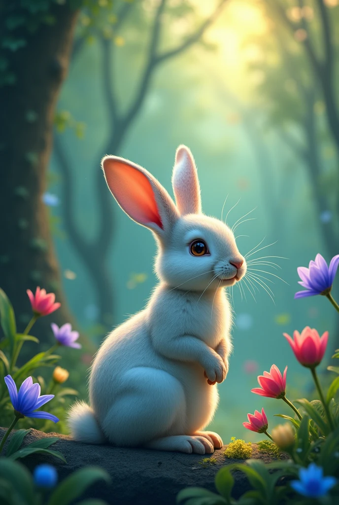 Il était une fois un petit lapin nommé Luna. Luna vivait dans une belle forêt avec beaucoup d’autres animaux. Tous les matins, Luna aimait se promener et découvrir de nouvelles choses. Un jour, en sautillant, Luna trouva une toute  fleur bleue qui n’avait jamais été vue dans la forêt. La fleur avait l’air triste car elle était toute seule.