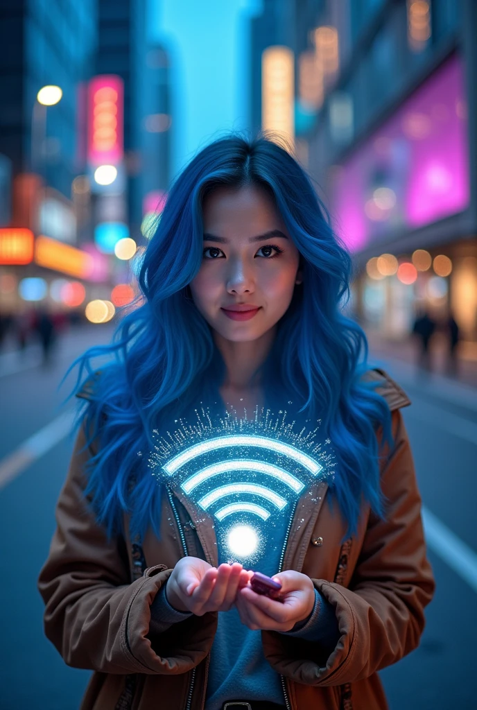 Image of a person holding a high quality and unique wi-fi symbol