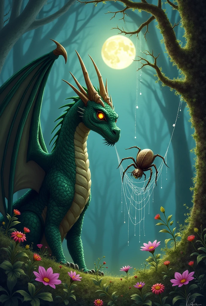 Dragon talking to spider 