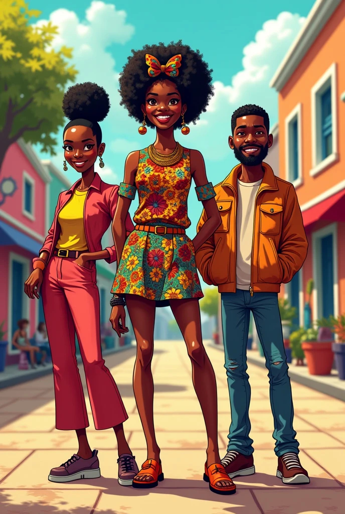 2d A African cute woman fashion model with other two friends 