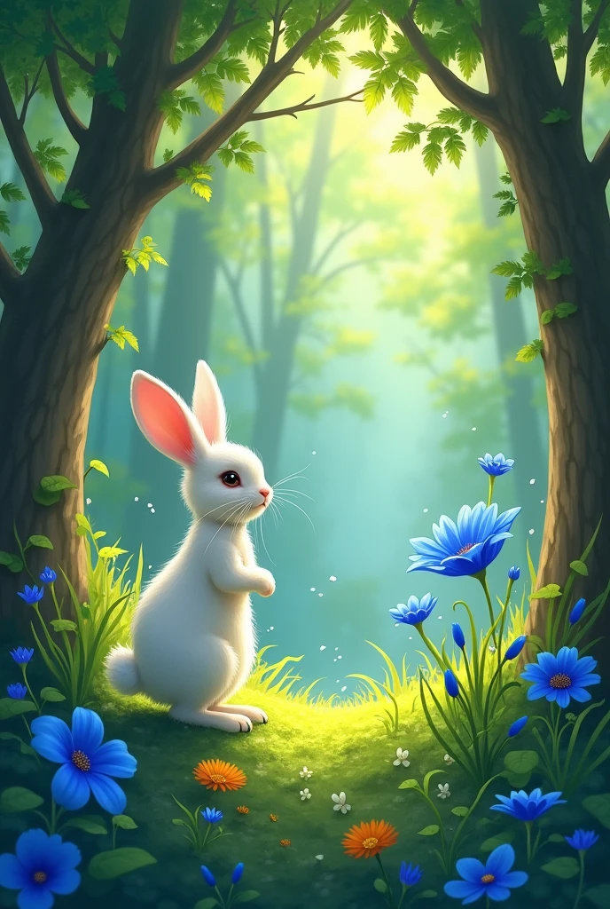 Il était une fois un petit lapin nommé Luna. Luna vivait dans une belle forêt avec beaucoup d’autres animaux. Tous les matins, Luna aimait se promener et découvrir de nouvelles choses. Un jour, en sautillant, Luna trouva une toute fleur bleue qui n’avait jamais été vue dans la forêt. La fleur avait l’air triste car elle était toute seule.Luna décida alors de s’occuper de cette fleur. Elle lui apportait de l’eau tous les jours, lui chantait des chansons et lui racontait des histoires. Petit à petit, la fleur se mit à grandir, ses pétales devenaient de plus en plus brillants, et elle était de moins en moins seule, car de nombreuses autres fleurs commençaient à pousser autour d’elle.