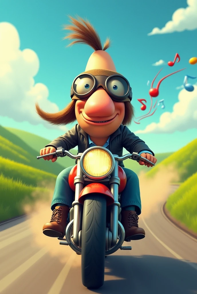 a nose riding a motorcycle