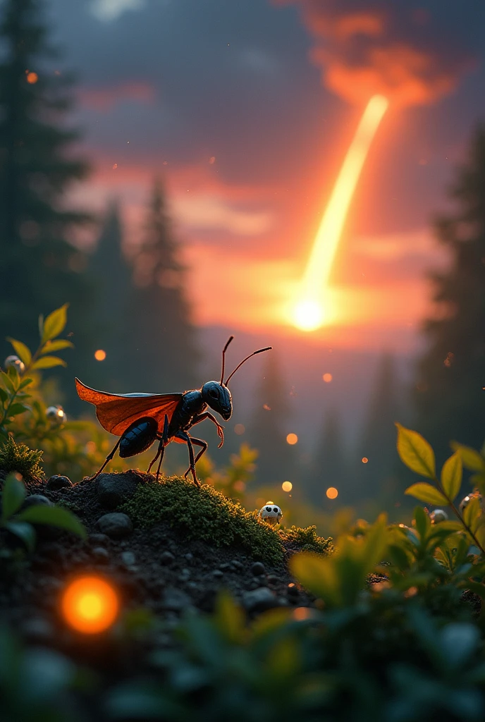Meteor falling and ant saving the world 