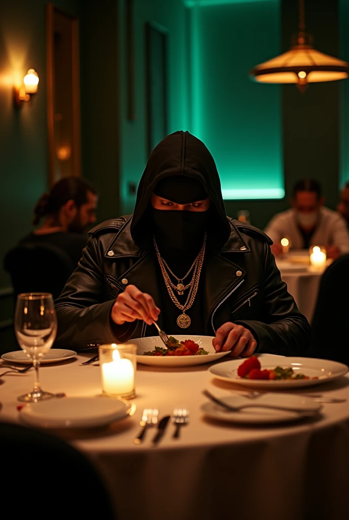 Far from the hidden camera, a masked rapper shut down an entire restaurant and eats alone.