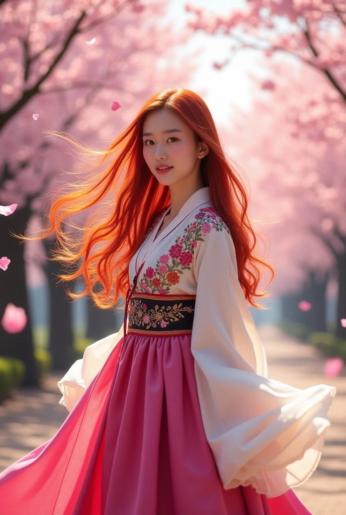 A Korean girl with red hair
