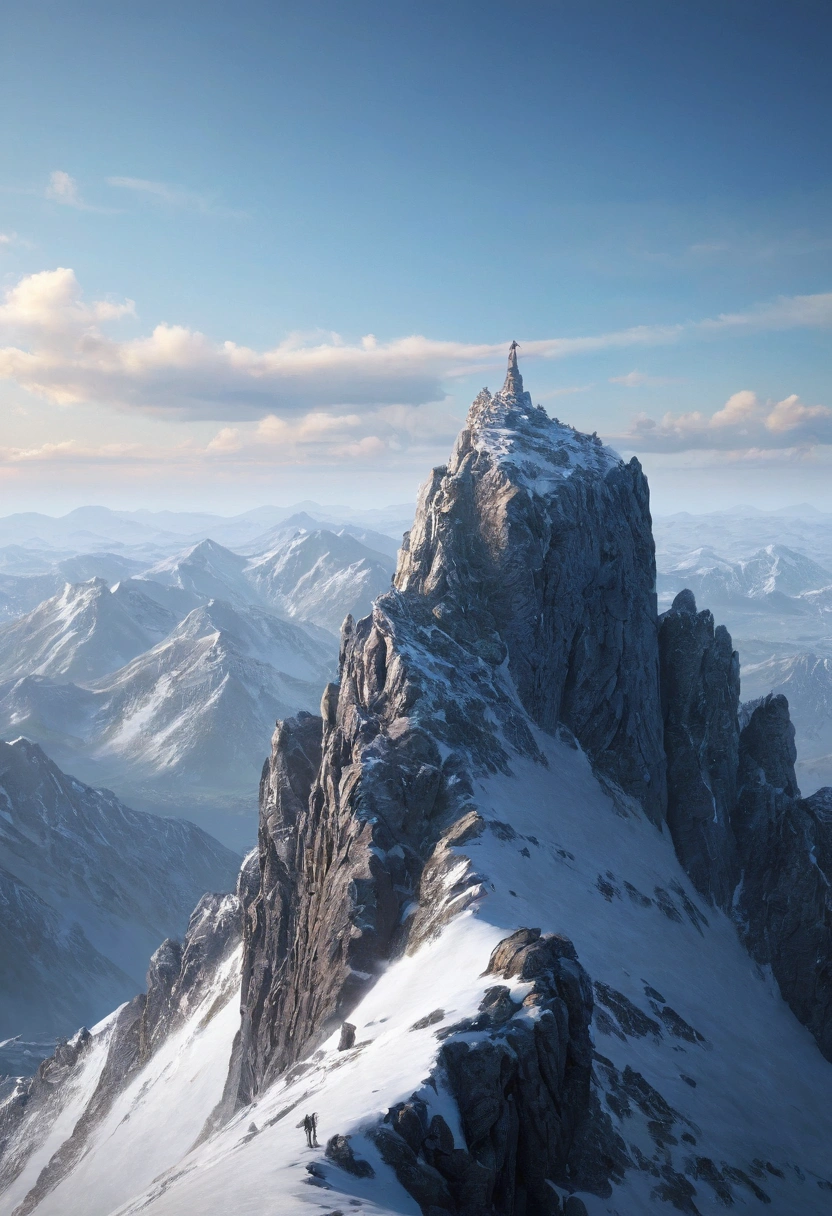 Mountain summit, cinematic scene