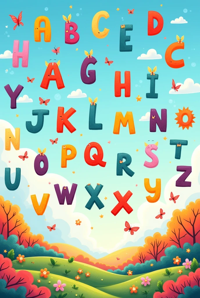 An illustration with all the letters of the alphabet
