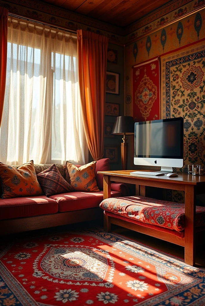 A pakistani house room and computer set in the room