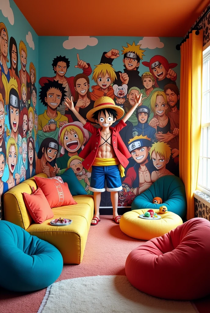 create a room with luffy characters wallpaper, Yusuke Urameshi, Ichigo, Sanji, zoro, chopper,Naruto, kakashi